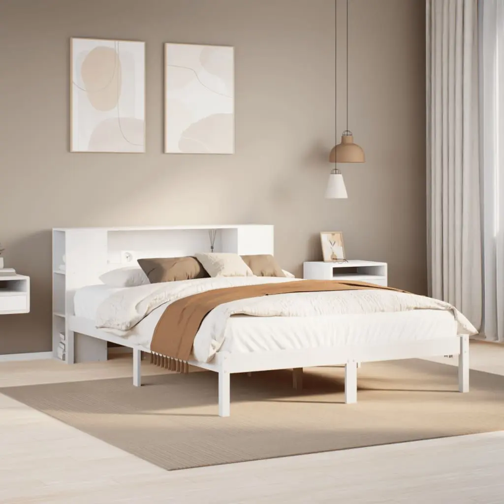 Letto Libreria senza Materasso Bianco 120x190 cm Legno di Pino