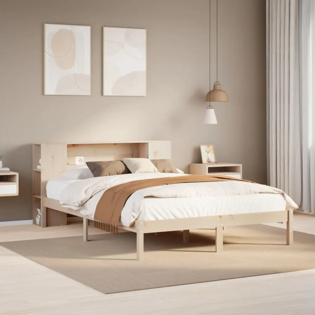 Letto Libreria senza Materasso 120x200cm Legno Massello di Pino