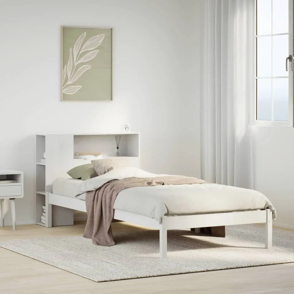 Letto con Libreria senza Materasso 75x190 cm in Legno Pino