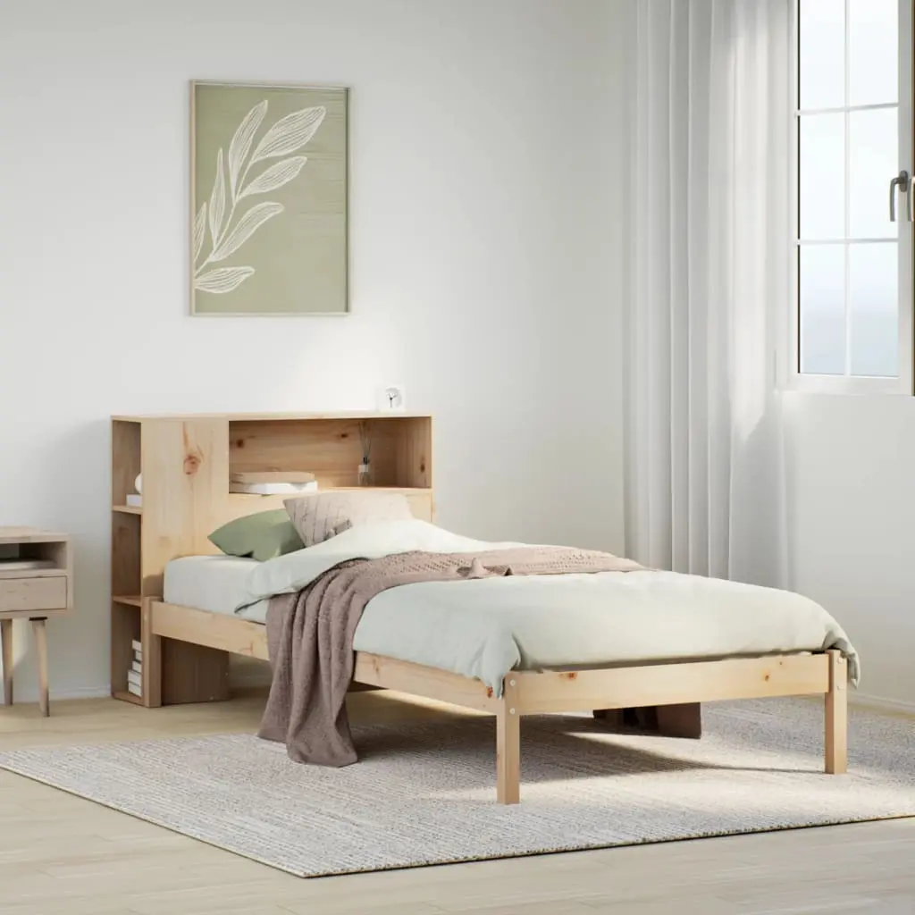 Letto Libreria senza Materasso 90x200 cm Legno Massello Pino