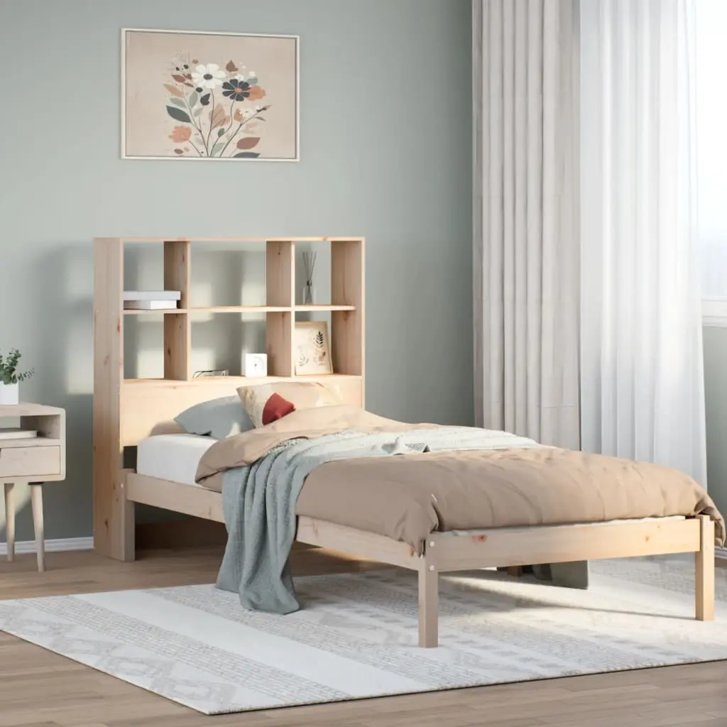 Letto Libreria senza Materasso 90x190 cm Legno Massello Pino