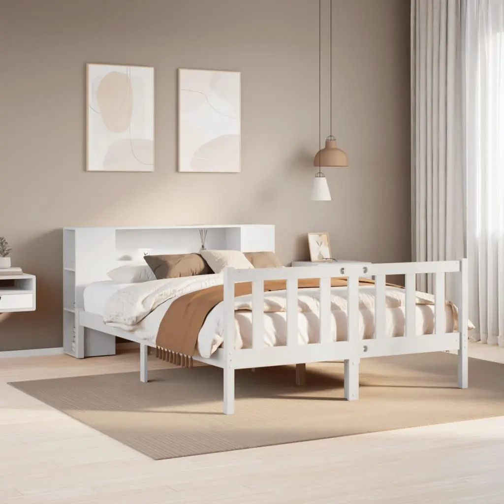 Letto Libreria senza Materasso Bianco 120x200 cm Legno di Pino