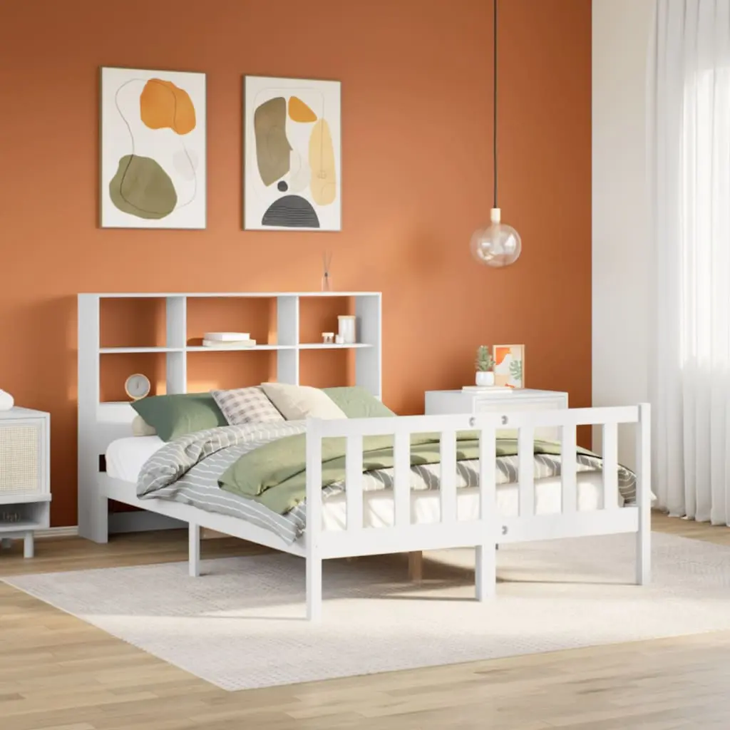 Letto Libreria senza Materasso Bianco 120x190 cm Legno di Pino