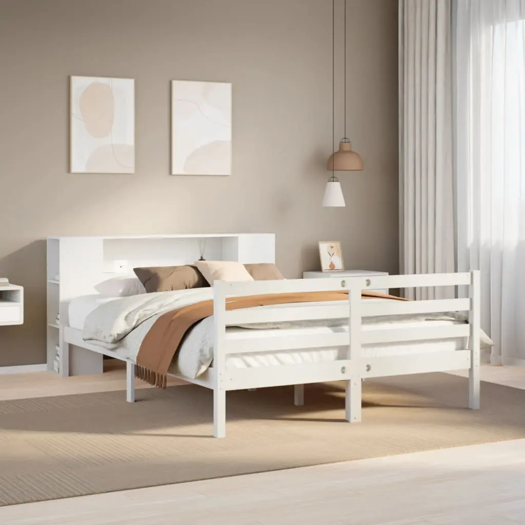 Letto Libreria senza Materasso Bianco 120x190 cm Legno di Pino