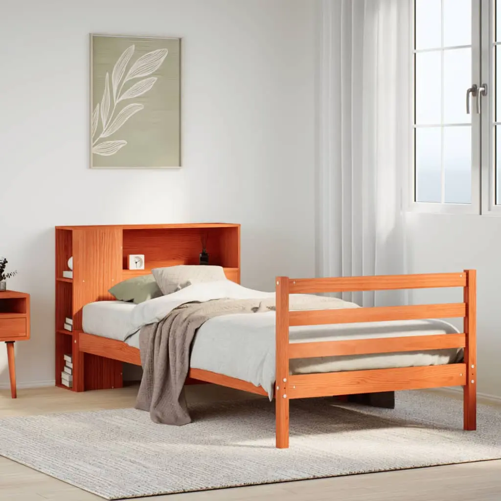 Letto Libreria senza Materasso Marrone Cera 100x200 cm Legno