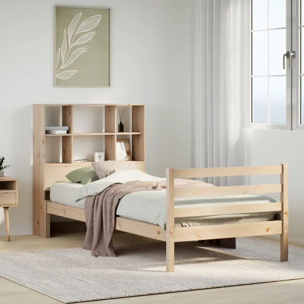 Letto Libreria senza Materasso 90x190 cm Legno Massello Pino