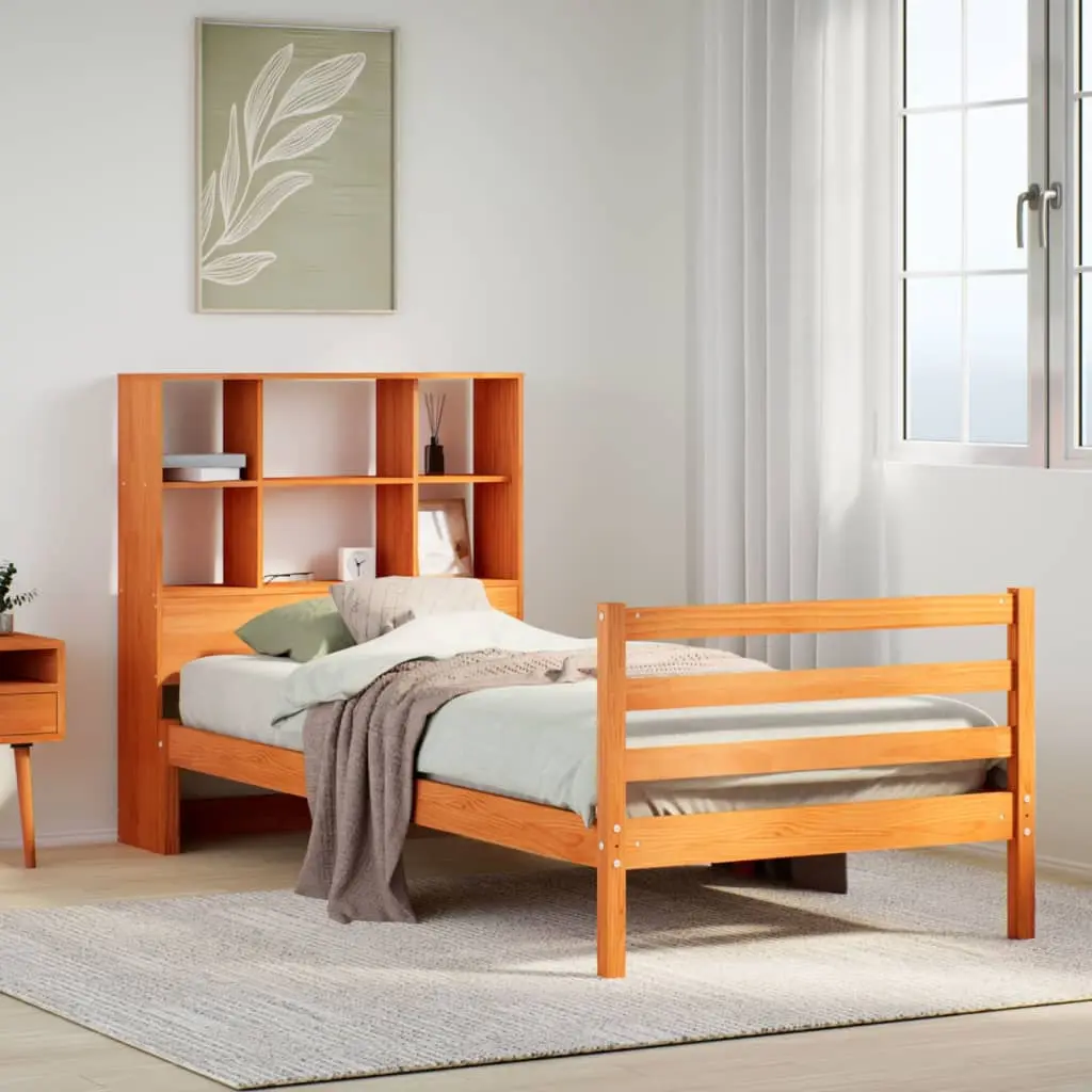 Letto Libreria senza Materasso Marrone Cera 100x200 cm Legno