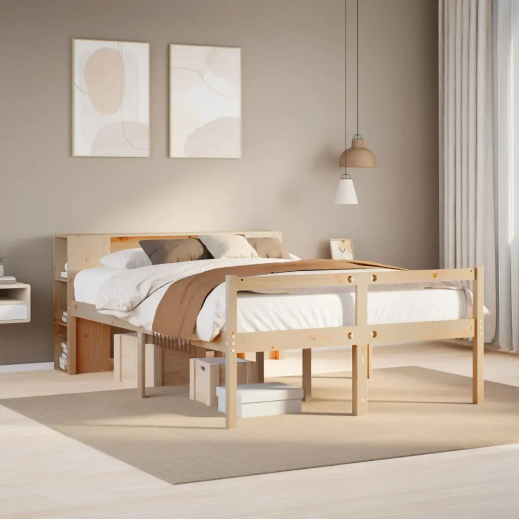 Letto Libreria senza Materasso 135x190 cm in Legno di Pino