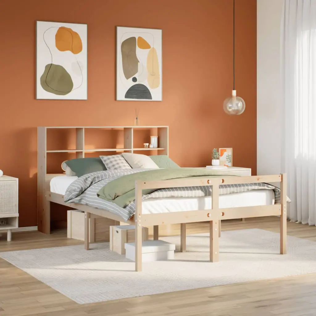 Letto Libreria senza Materasso 135x190 cm in Legno di Pino