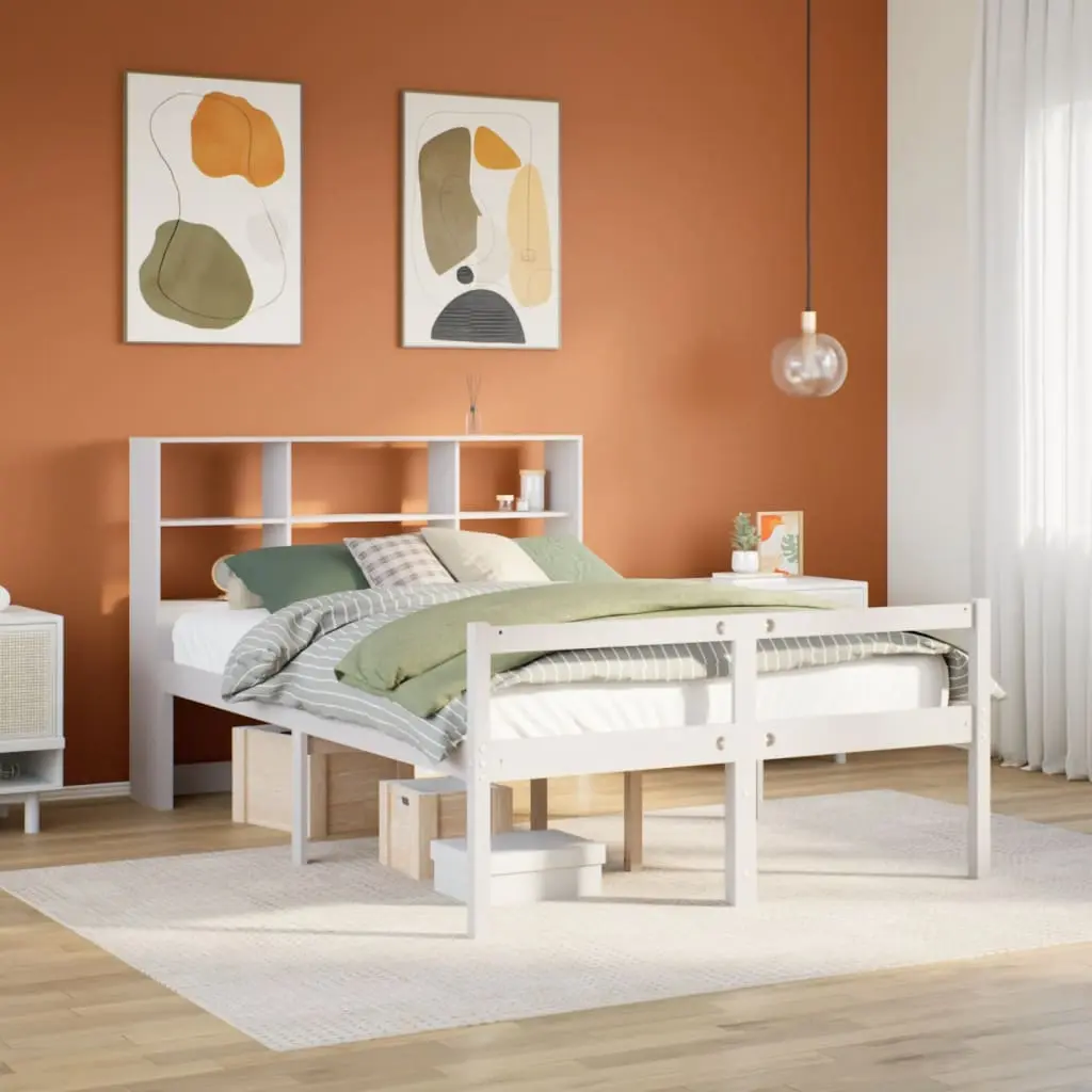 Letto Libreria senza Materasso Bianco 120x200 cm Legno di Pino