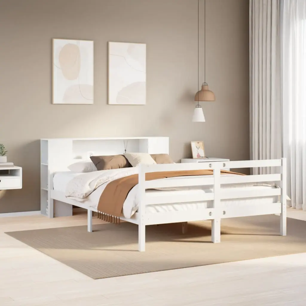 Letto Libreria senza Materasso Bianco 120x190 cm Legno di Pino