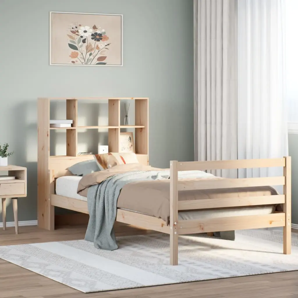 Letto Libreria senza Materasso 90x190 cm Legno Massello Pino