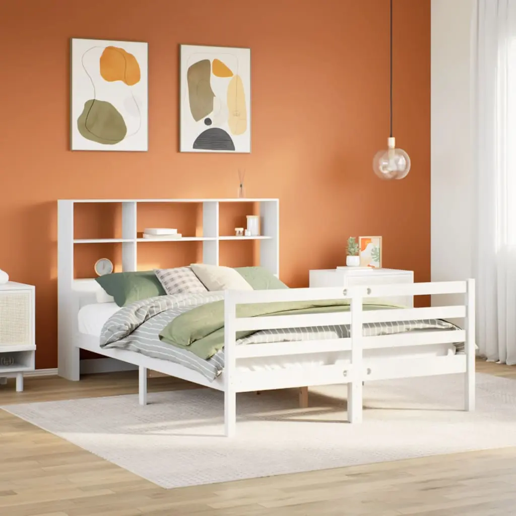 Letto Libreria senza Materasso Bianco 120x190 cm Legno di Pino