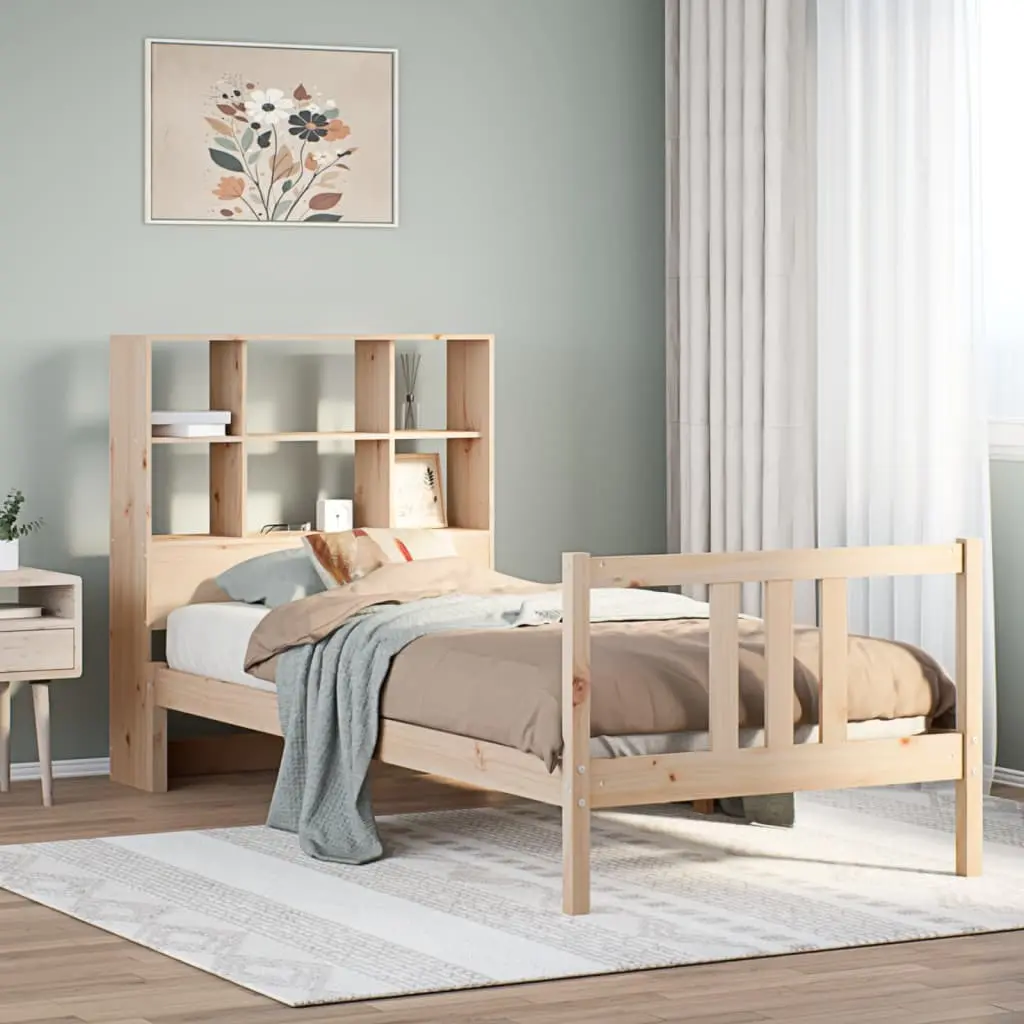 Letto Libreria senza Materasso 90x200 cm Legno Massello Pino