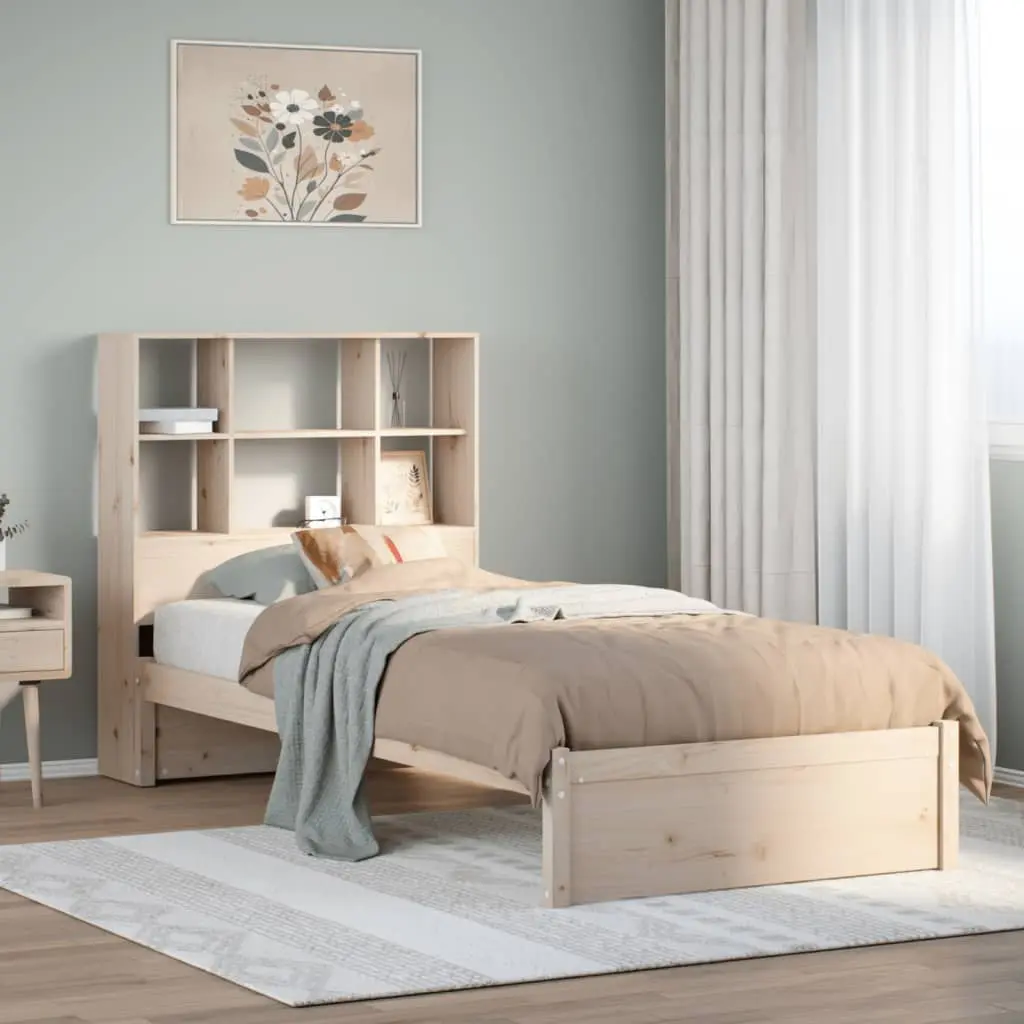 Letto Libreria senza Materasso 90x190 cm Legno Massello Pino