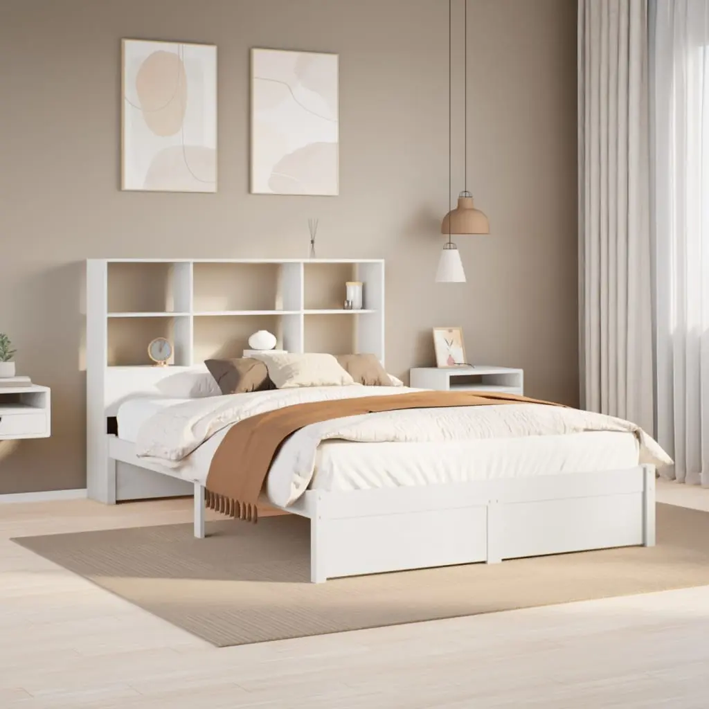 Letto Libreria senza Materasso Bianco 120x190 cm Legno di Pino