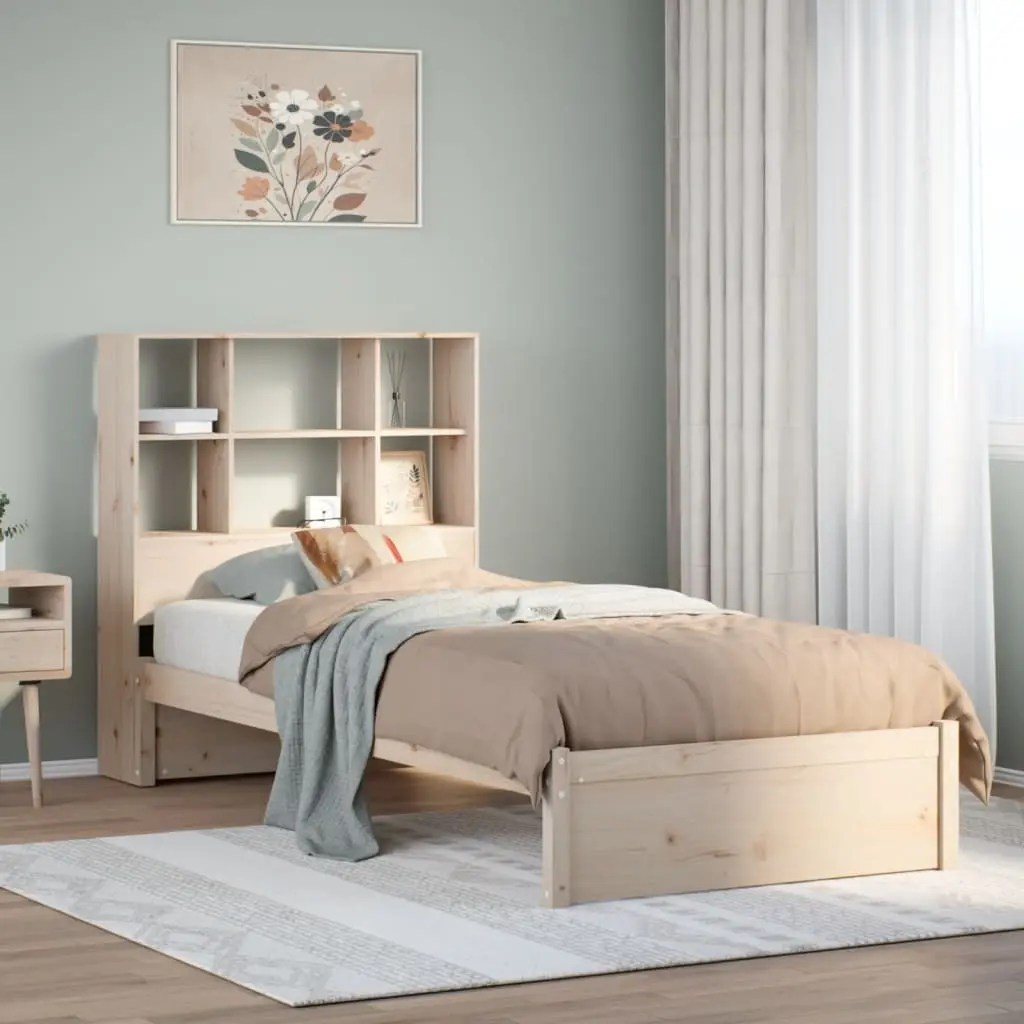 Letto Libreria senza Materasso 90x200 cm Legno Massello Pino