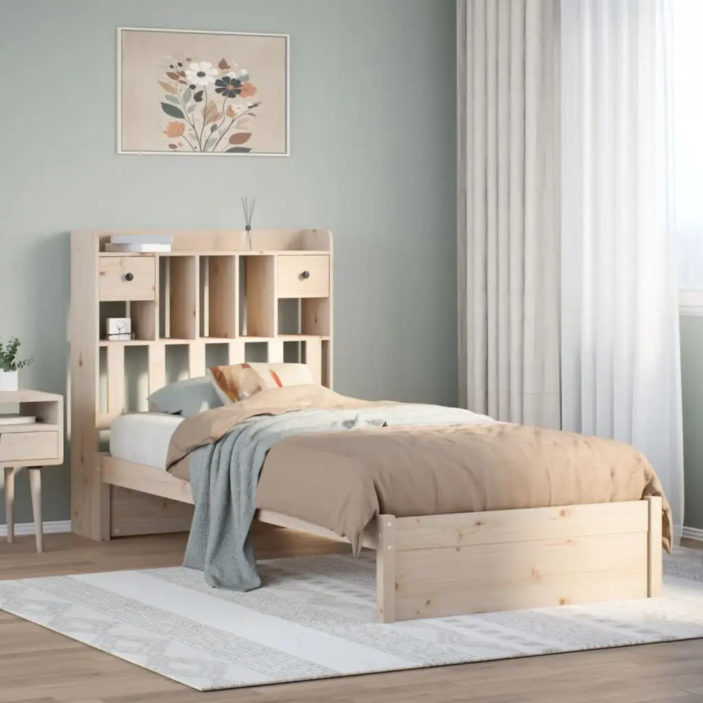 Letto Libreria senza Materasso 90x190 cm Legno Massello Pino