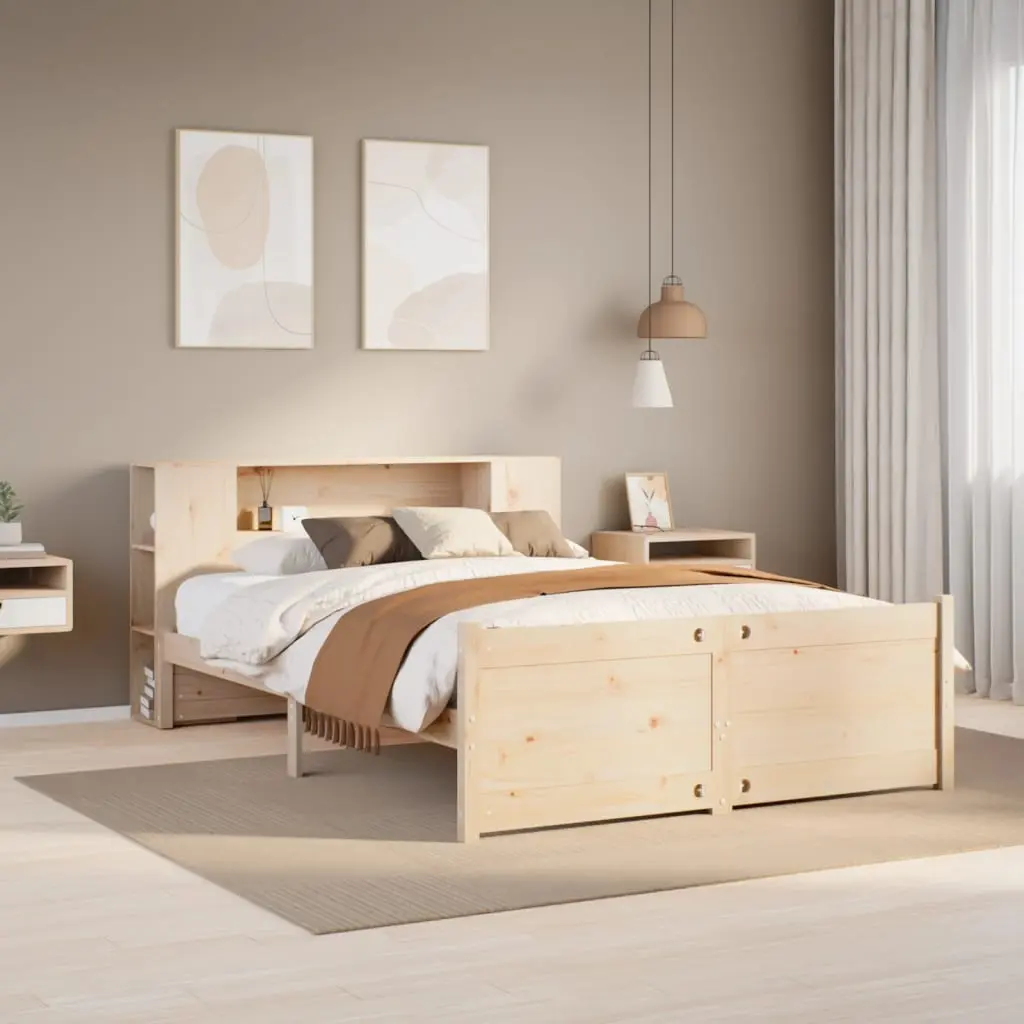 Letto Libreria senza Materasso 120x200cm Legno Massello di Pino