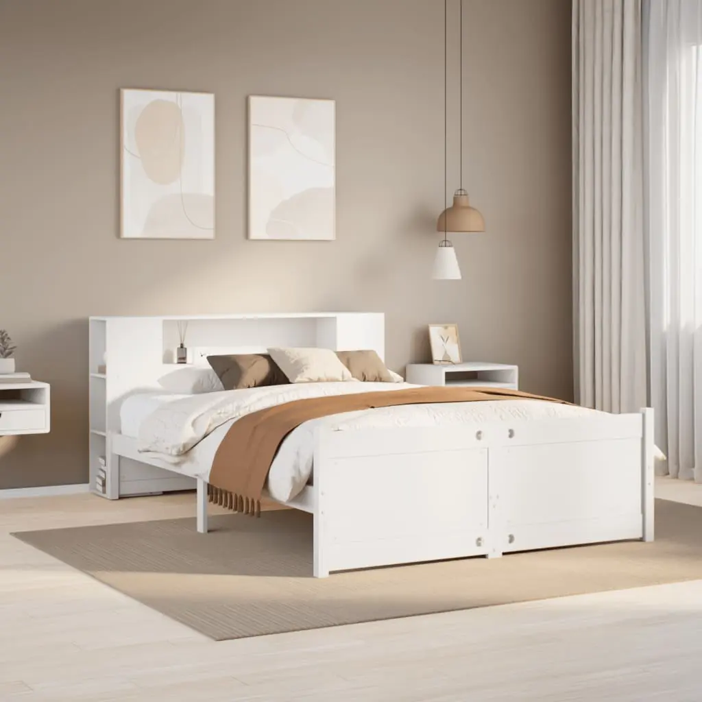 Letto Libreria senza Materasso Bianco 120x200 cm Legno di Pino