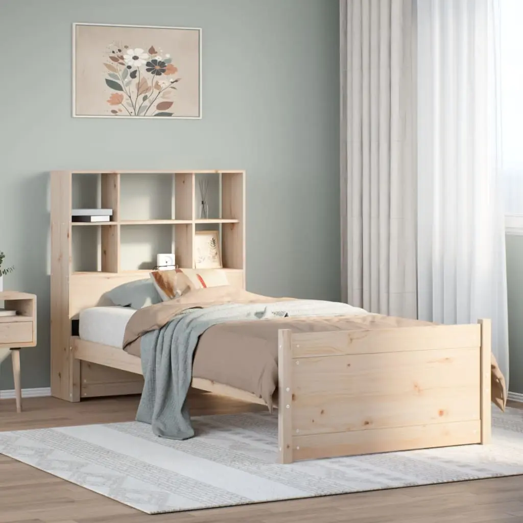 Letto Libreria senza Materasso 90x190 cm Legno Massello Pino