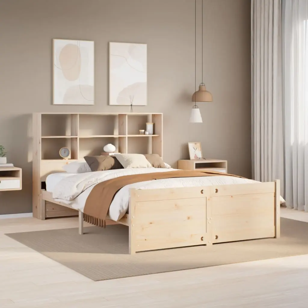 Letto Libreria senza Materasso 135x190 cm in Legno di Pino