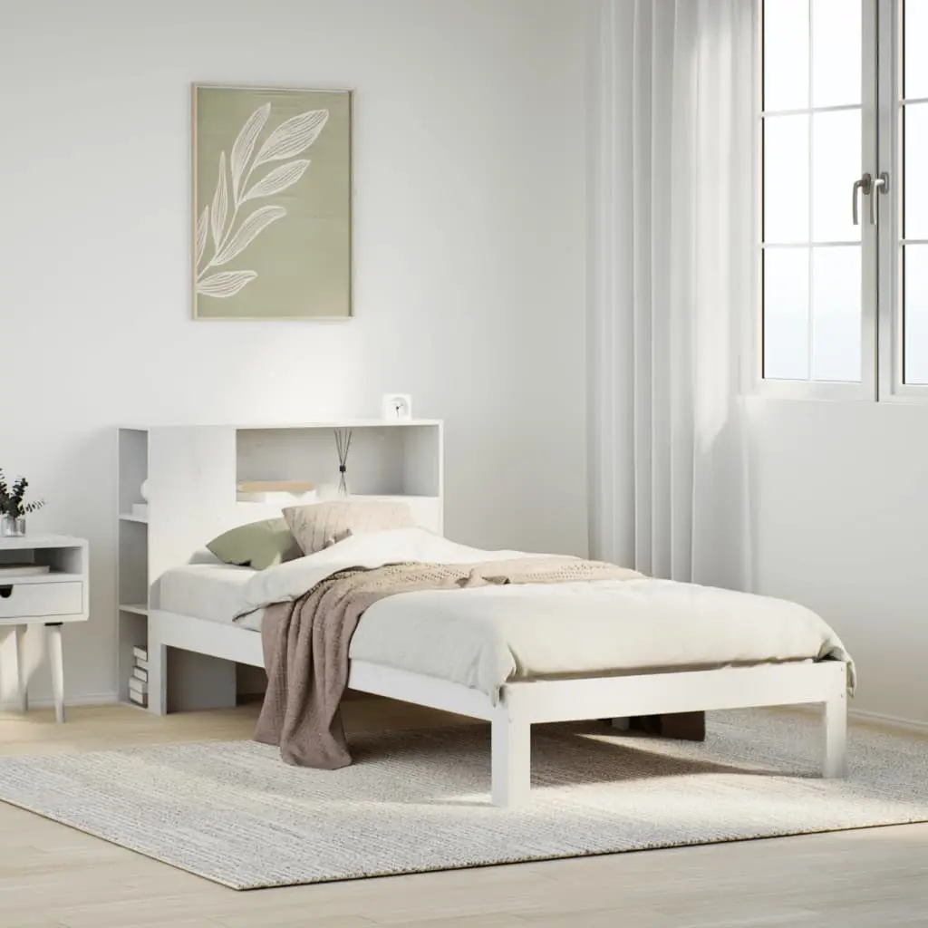 Letto con Libreria senza Materasso 75x190 cm in Legno Pino