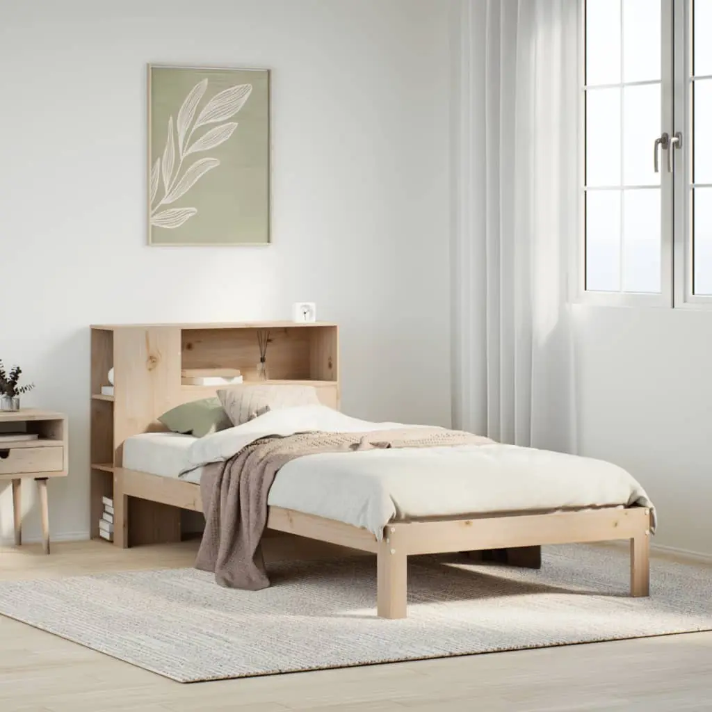 Letto Libreria senza Materasso 90x200 cm Legno Massello Pino