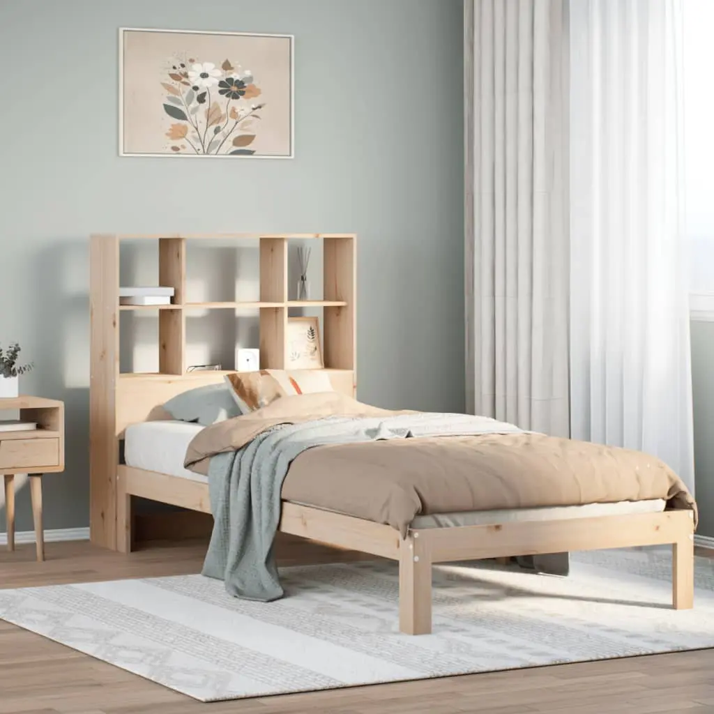 Letto Libreria senza Materasso 90x200 cm Legno Massello Pino