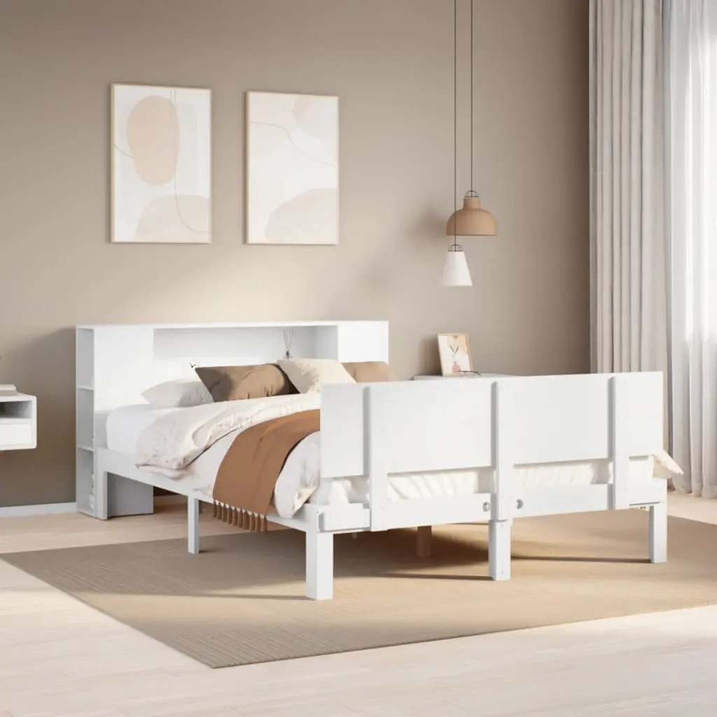 Letto Libreria senza Materasso Bianco 120x190 cm Legno di Pino