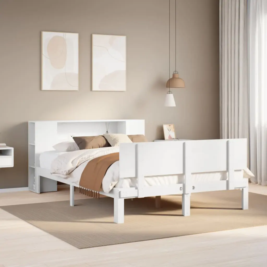 Letto Libreria senza Materasso Bianco 120x200 cm Legno di Pino