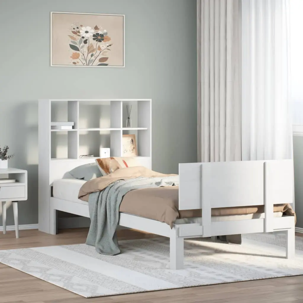 Letto con Libreria senza Materasso 75x190 cm in Legno Pino