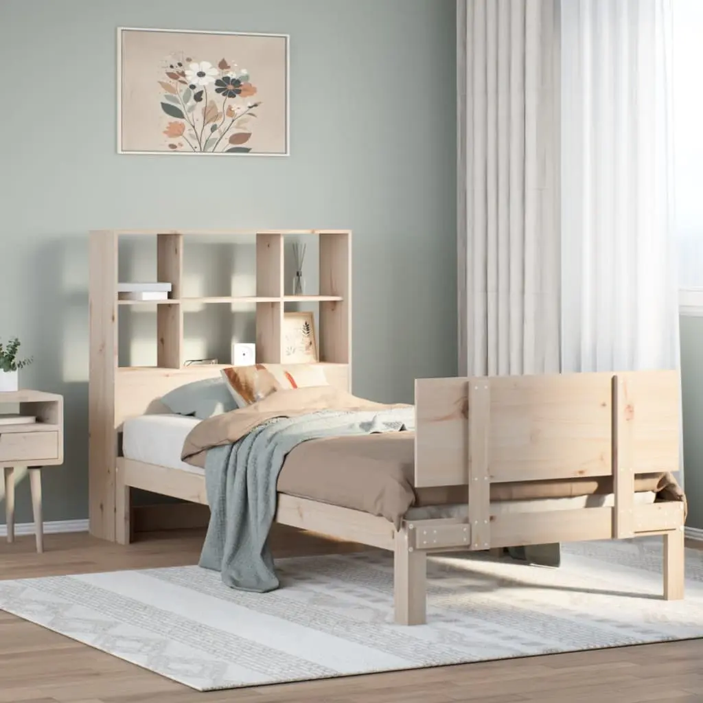 Letto Libreria senza Materasso 90x190 cm Legno Massello Pino