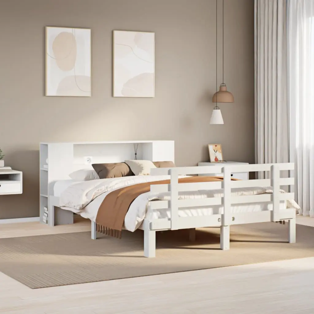 Letto Libreria senza Materasso Bianco 120x190 cm Legno di Pino