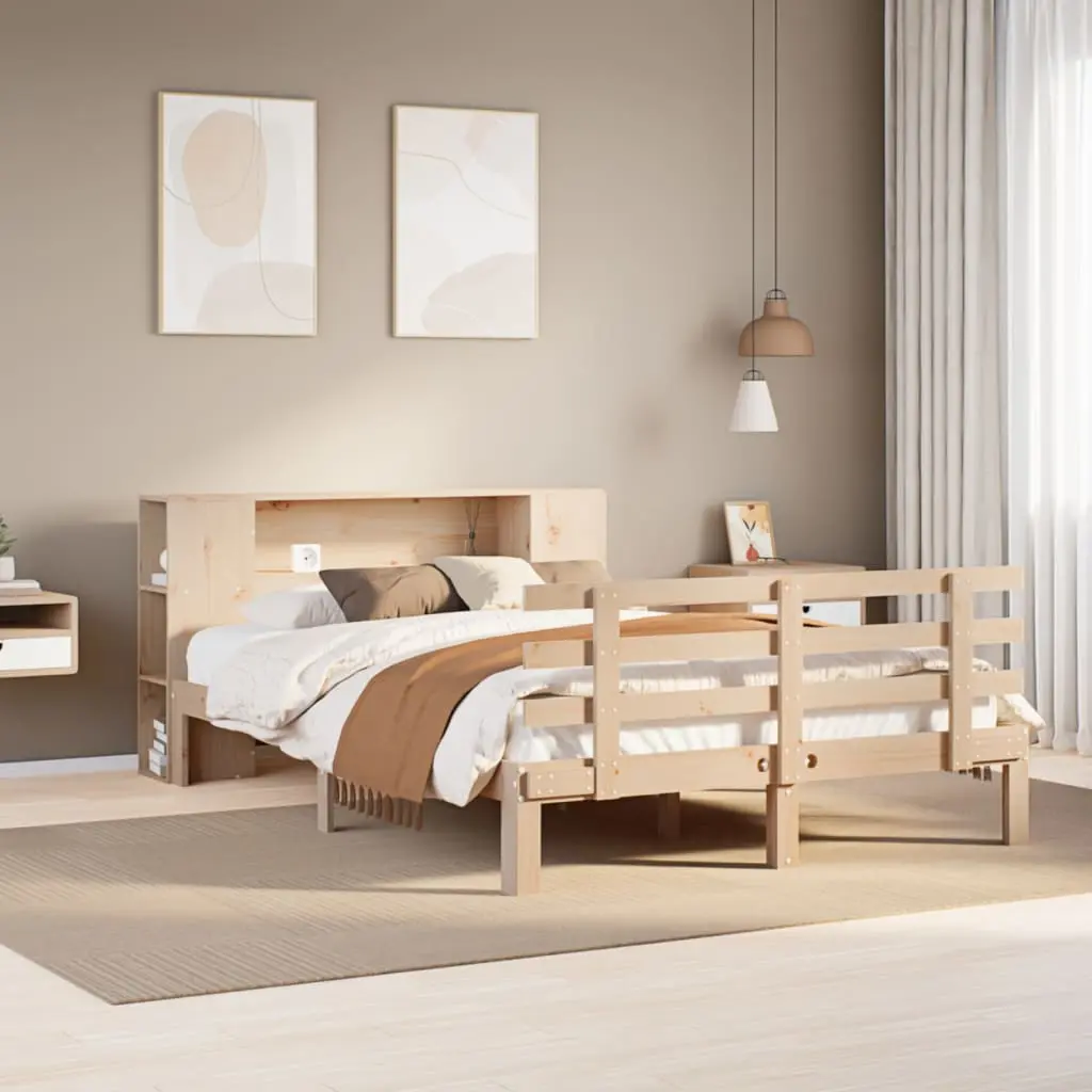 Letto Libreria senza Materasso 135x190 cm in Legno di Pino