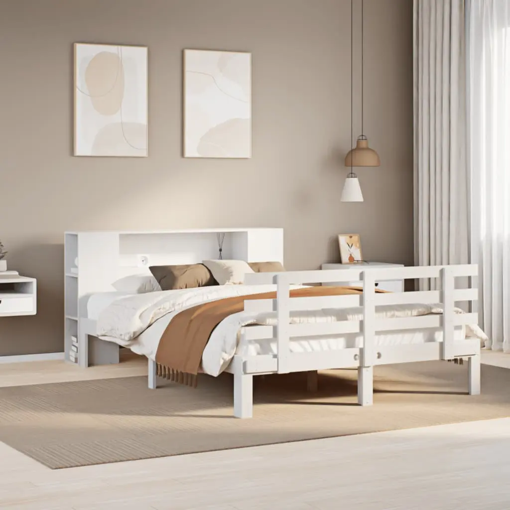 Letto Libreria senza Materasso Bianco 120x200 cm Legno di Pino