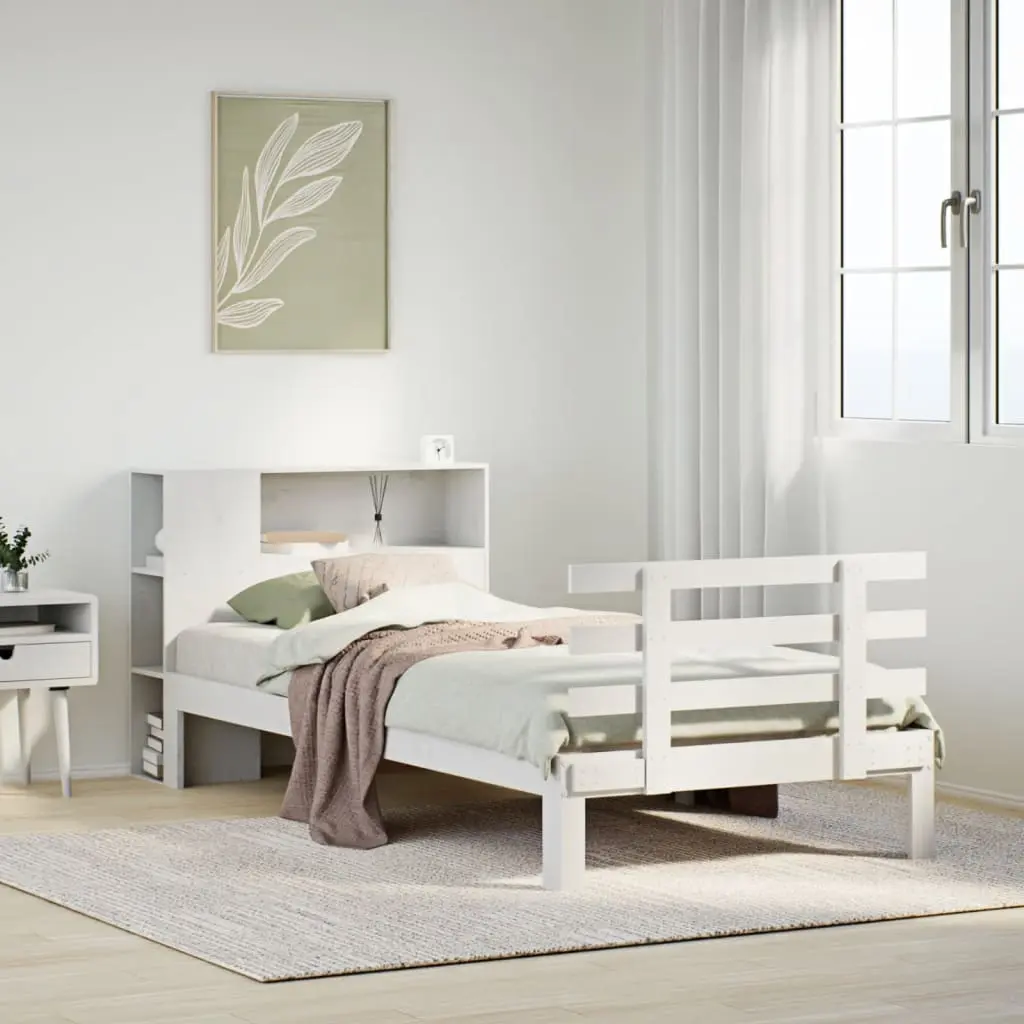 Letto Libreria senza Materasso Bianco 100x200 cm Legno di Pino