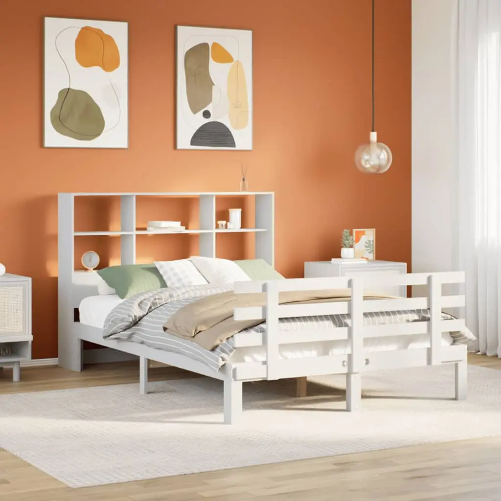 Letto Libreria senza Materasso Bianco 120x190 cm Legno di Pino