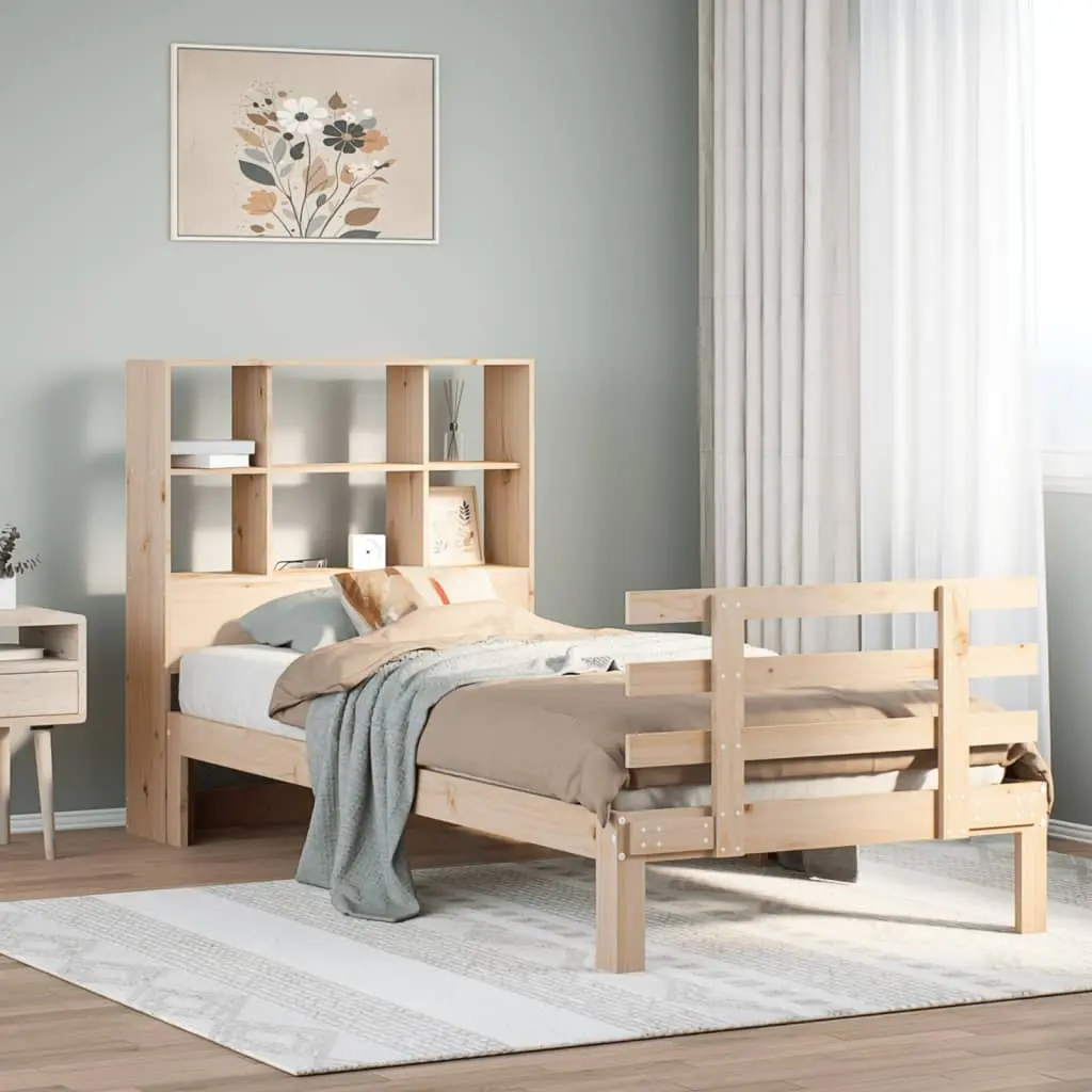 Letto Libreria senza Materasso 90x200 cm Legno Massello Pino