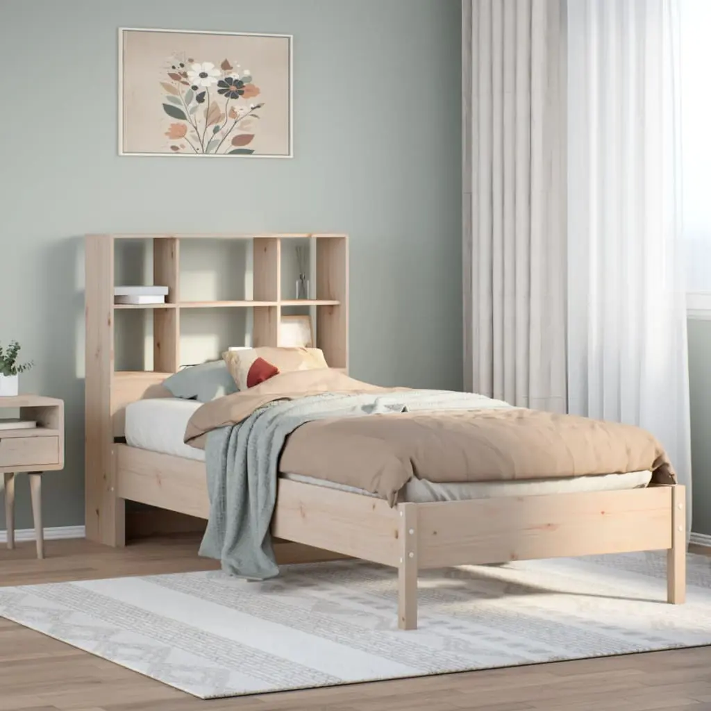 Letto Libreria senza Materasso 90x200 cm Legno Massello Pino