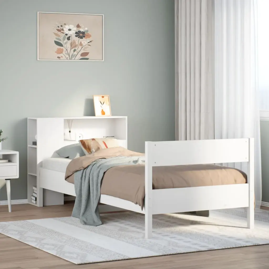 Letto con Libreria senza Materasso 75x190 cm in Legno Pino