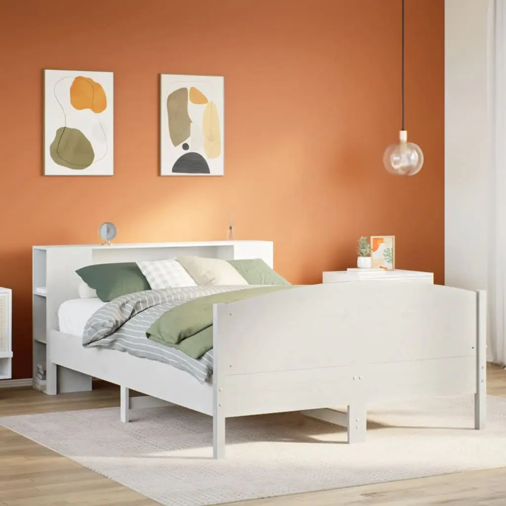 Letto Libreria senza Materasso Bianco 120x200 cm Legno di Pino