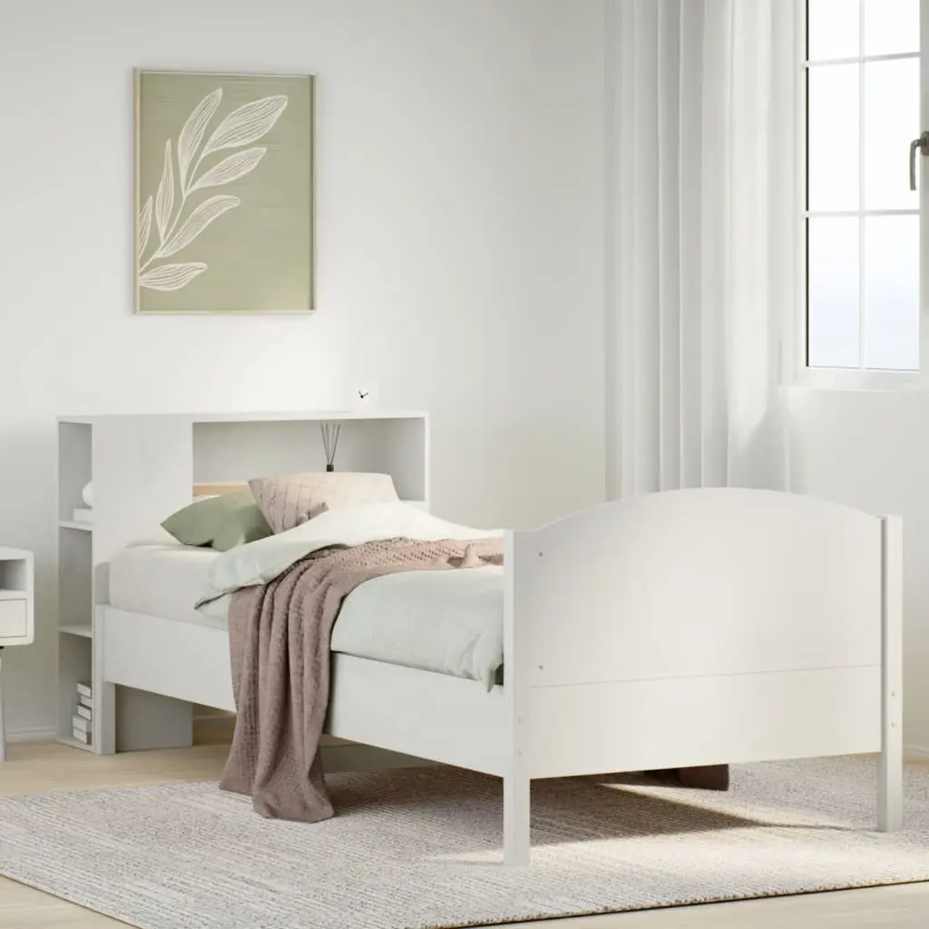 Letto Libreria senza Materasso Bianco 100x200 cm Legno di Pino