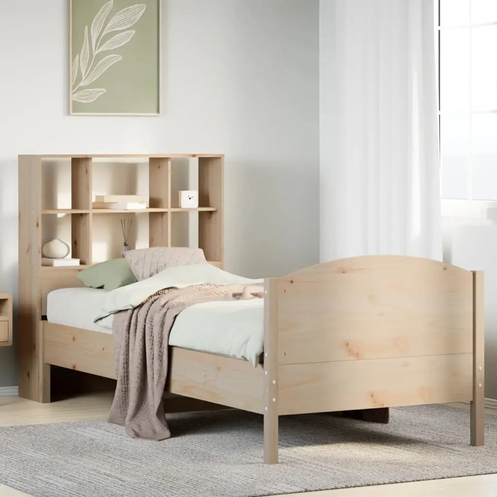 Letto Libreria senza Materasso 90x200 cm Legno Massello Pino