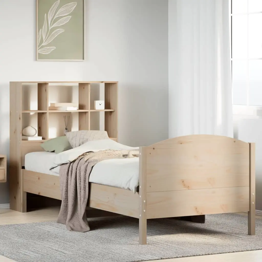 Letto Libreria senza Materasso 90x190 cm Legno Massello Pino