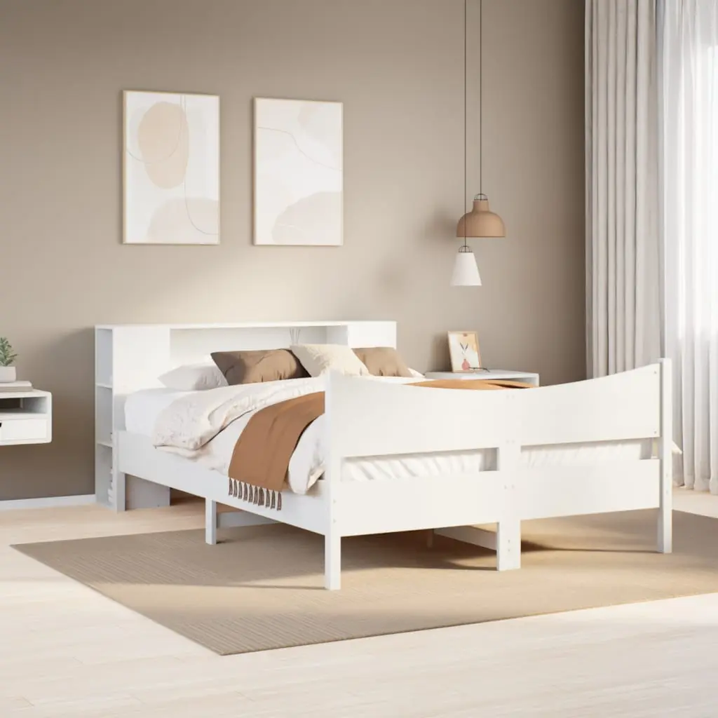 Letto senza Materasso Bianco 120x190 cm Legno Massello di Pino