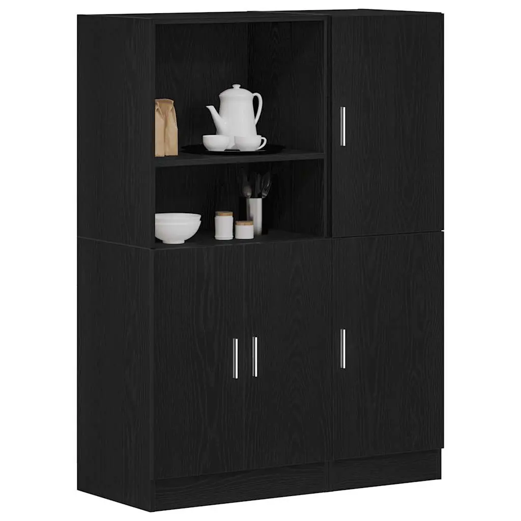 Set di Mobili da Cucina 2 pz Nero in Truciolato