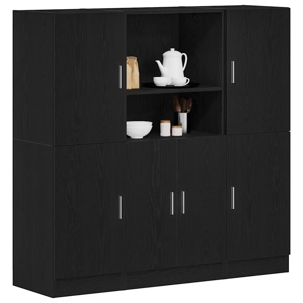 Set di Mobili da Cucina 3 pz Nero in Truciolato