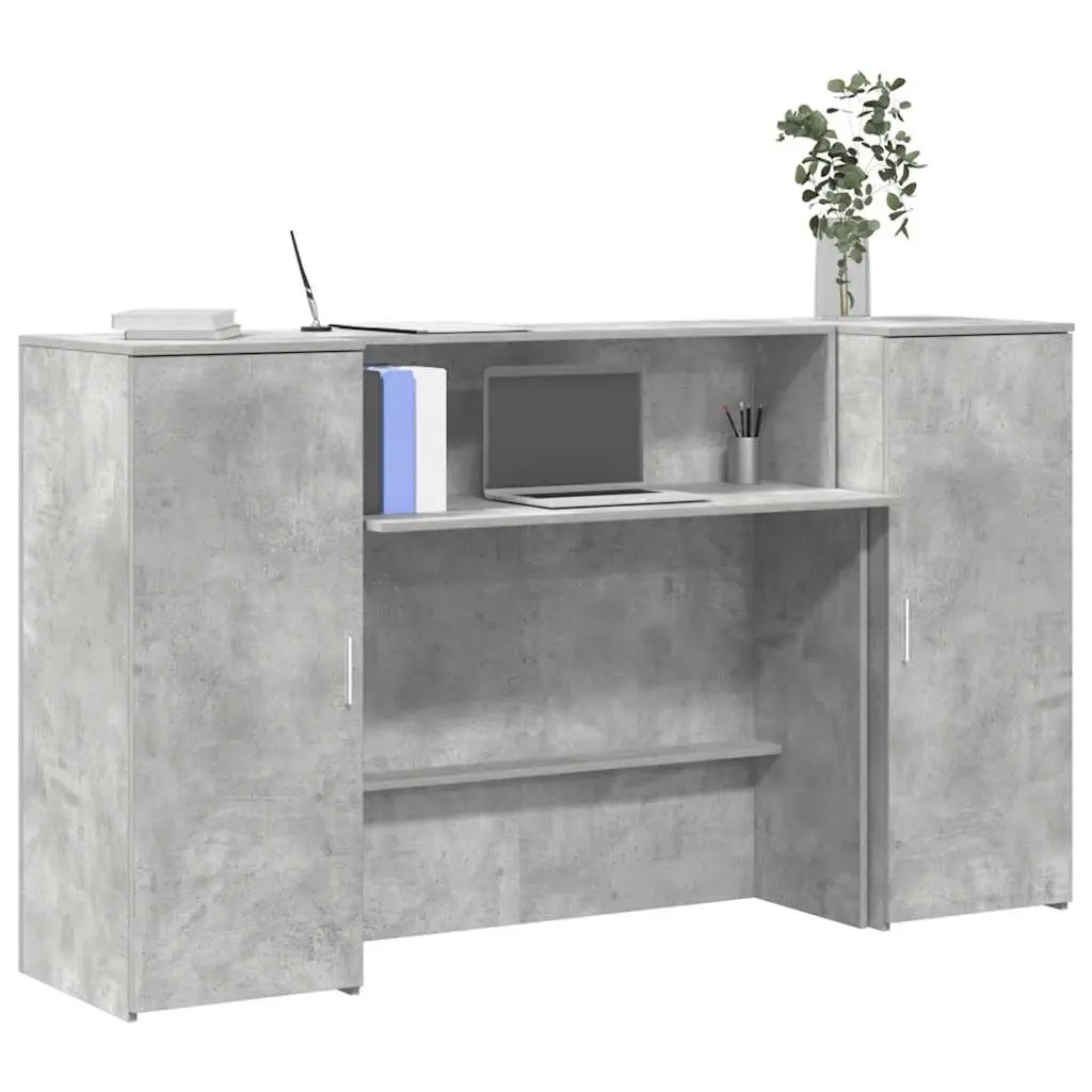 Banco Reception Grigio Cemento 180x50x103,5cm Legno Multistrato