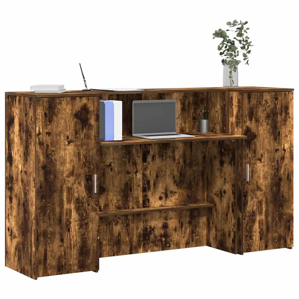 Banco Reception Rovere Fumo 180x50x103,5cm in Legno Multistrato